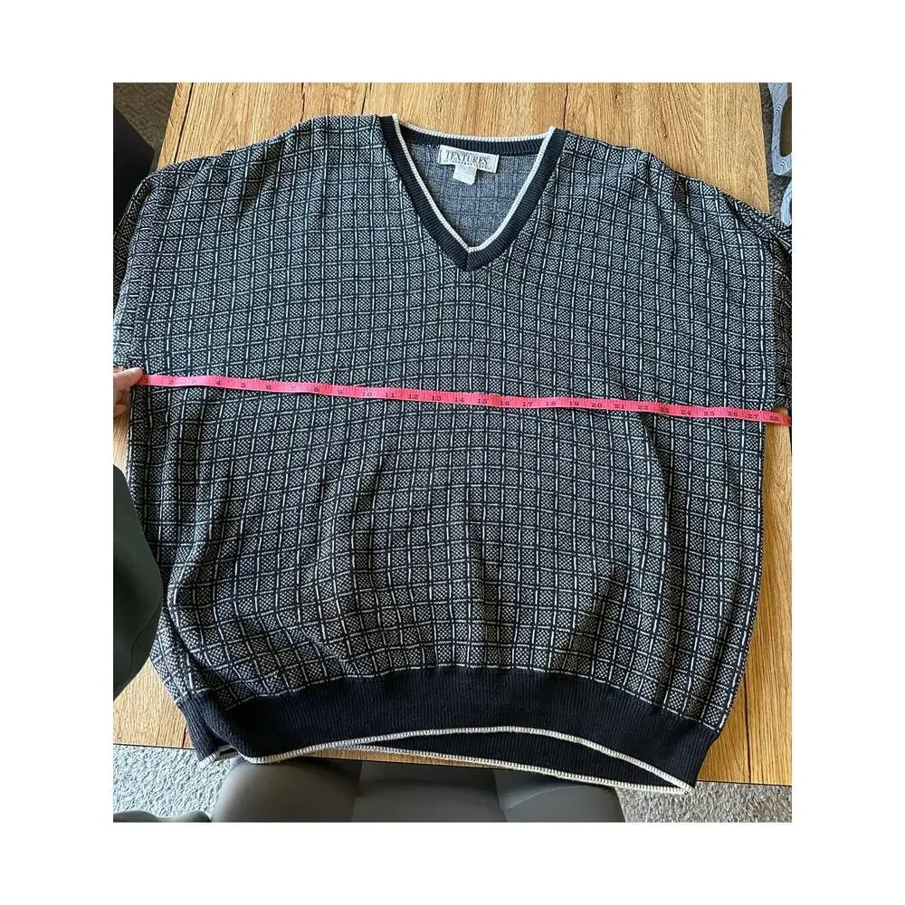 Textures Vintage V Neck Pattern Sweater Size XLarge - Picture 3 of 4
